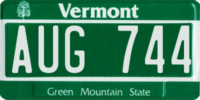 VT license plate AUG744