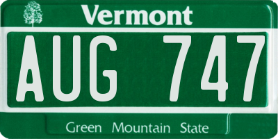 VT license plate AUG747