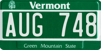 VT license plate AUG748