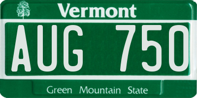 VT license plate AUG750