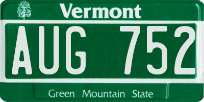 VT license plate AUG752