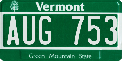 VT license plate AUG753