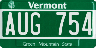 VT license plate AUG754