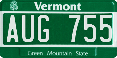 VT license plate AUG755