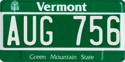 VT license plate AUG756