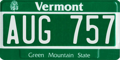 VT license plate AUG757