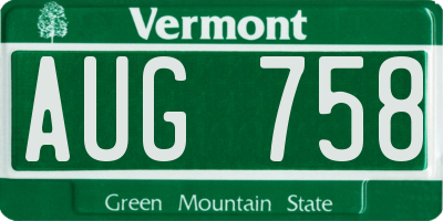 VT license plate AUG758