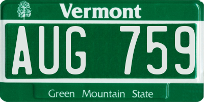 VT license plate AUG759