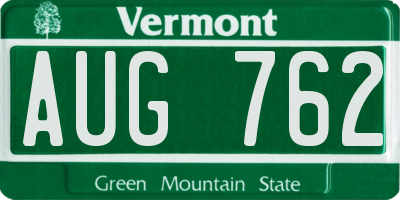 VT license plate AUG762