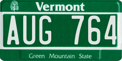 VT license plate AUG764