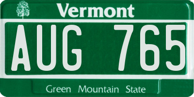 VT license plate AUG765