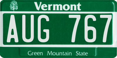 VT license plate AUG767
