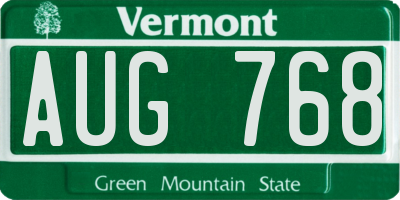 VT license plate AUG768