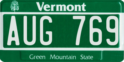 VT license plate AUG769