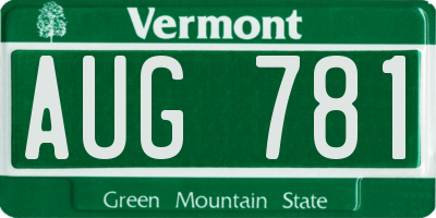 VT license plate AUG781