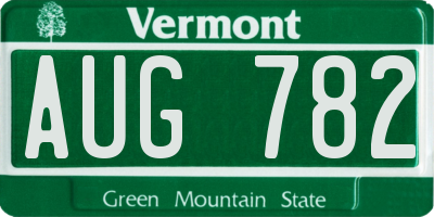 VT license plate AUG782