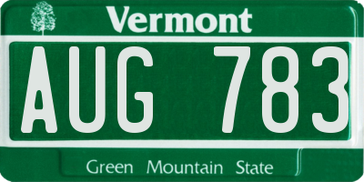 VT license plate AUG783