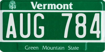 VT license plate AUG784
