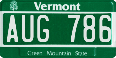 VT license plate AUG786