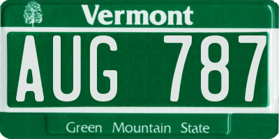 VT license plate AUG787
