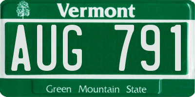 VT license plate AUG791