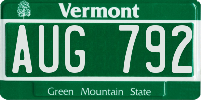 VT license plate AUG792