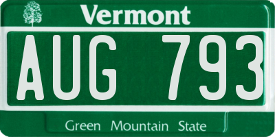 VT license plate AUG793
