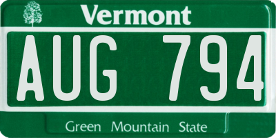 VT license plate AUG794