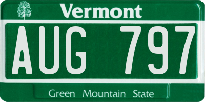 VT license plate AUG797