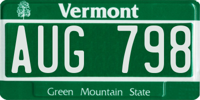 VT license plate AUG798