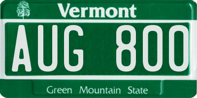 VT license plate AUG800