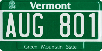 VT license plate AUG801