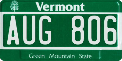 VT license plate AUG806