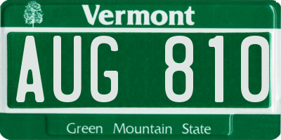 VT license plate AUG810