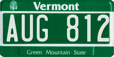 VT license plate AUG812