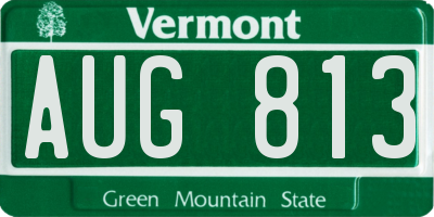 VT license plate AUG813