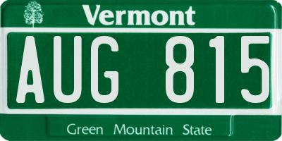 VT license plate AUG815