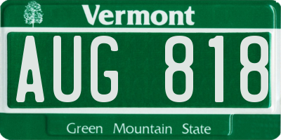 VT license plate AUG818