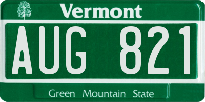 VT license plate AUG821