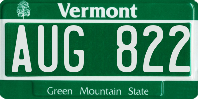 VT license plate AUG822