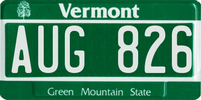 VT license plate AUG826