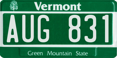 VT license plate AUG831