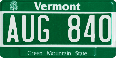 VT license plate AUG840