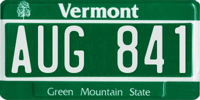 VT license plate AUG841