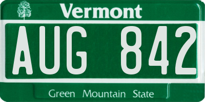 VT license plate AUG842