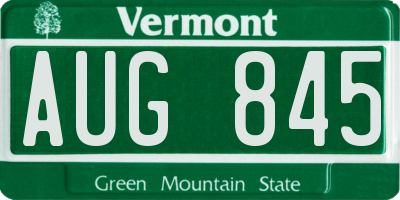 VT license plate AUG845