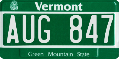 VT license plate AUG847