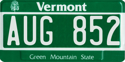 VT license plate AUG852