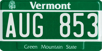 VT license plate AUG853