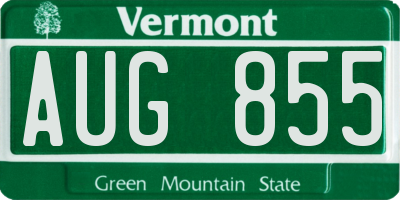 VT license plate AUG855